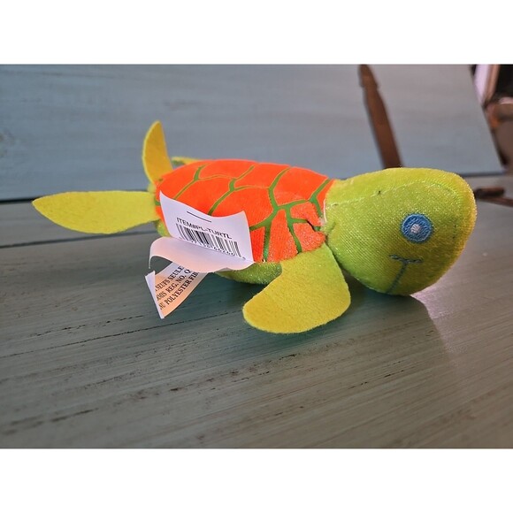 Stuffed Animal Colorful Green Orange Shell Turtle 5.5" × 4.5" Tortoise Plush - Picture 3 of 11